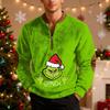 Mens Christmas Sweater Zip Up Sweatshirts Vintage Knit Graphic Sweatshirt Xmas Stand Collar Pullover