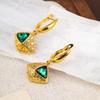 Высококлассные золотые серьги с инкрустированными ромбовидными изумрудами - Женский европейский и американский ретро-стиль