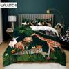 Комплект постельного белья с изображением животных King Twin Size, комплект постельного белья с рисунком лося, жирафа, льва, тигра, микрофибра, покрывало с изображением животных тропического леса