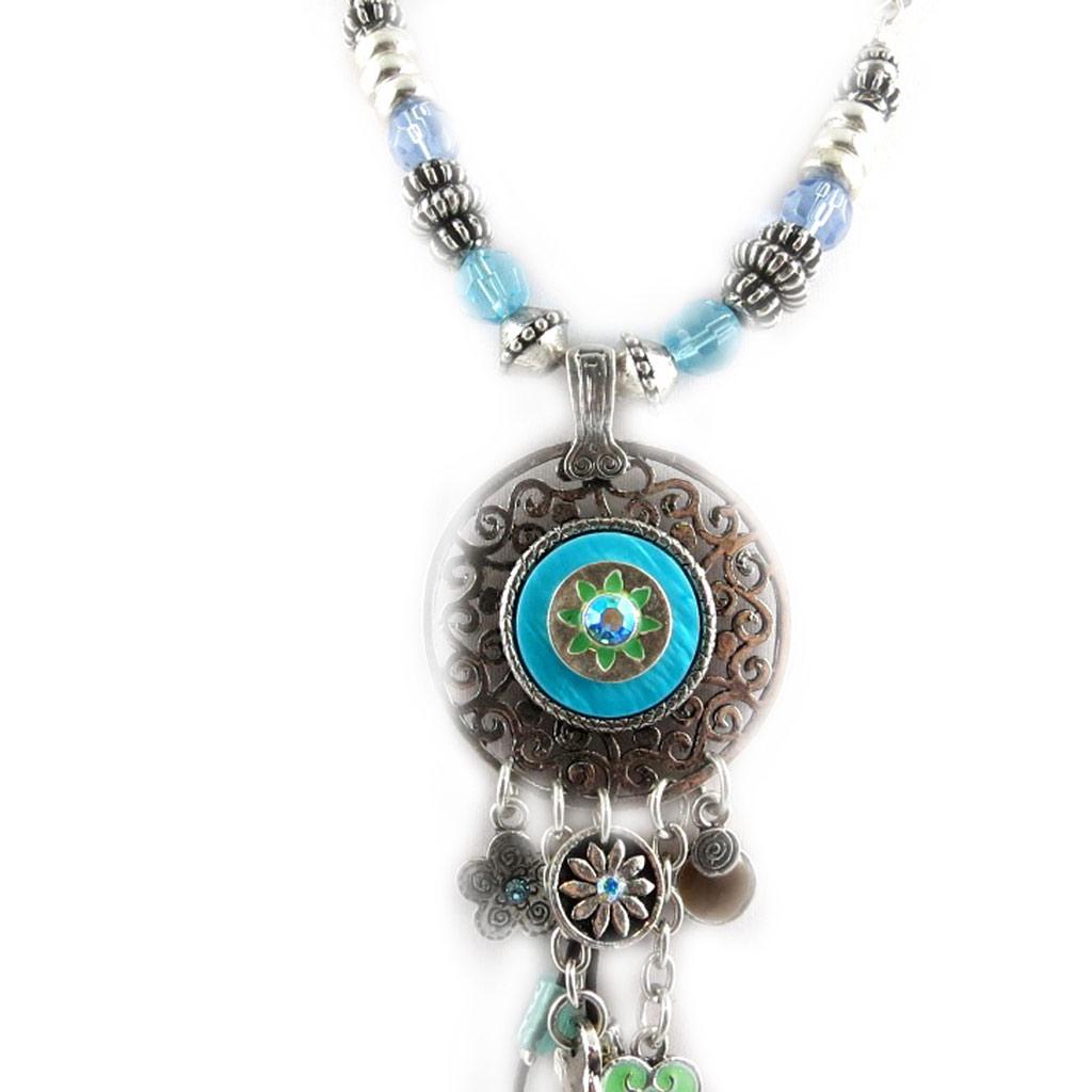 Les Trésors De Lily [E6689] - Designer Necklace 'Columbine' Turquoise