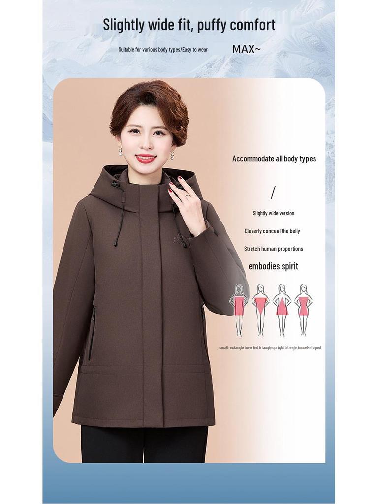 Женская зимняя куртка средней длины со съемной подкладкой - Утепленное, теплое пуховое пальто для женщин среднего и пожилого возраста