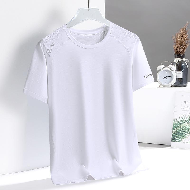 Мужская летняя повседневная спортивная футболка Ice Silk с коротким рукавом больших размеров