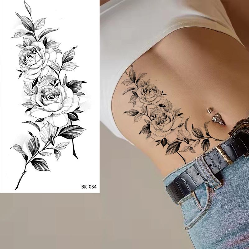 Dark Butterfly Sexy Waterproof Temporary Tattoo Sticker India Women Back Waist Flash Tatoo Girl Body Art Fake Tattoos Realistic