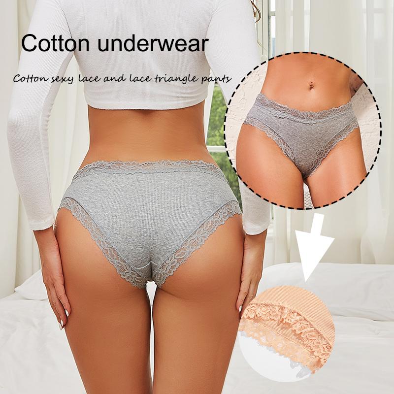 FINETOO 5 шт. Хлопковые трусики Женские трусы с цветочным кружевом Бесшовное сексуальное нижнее белье С низкой посадкой Эластичные трусы Женские Дышащие Мягкие