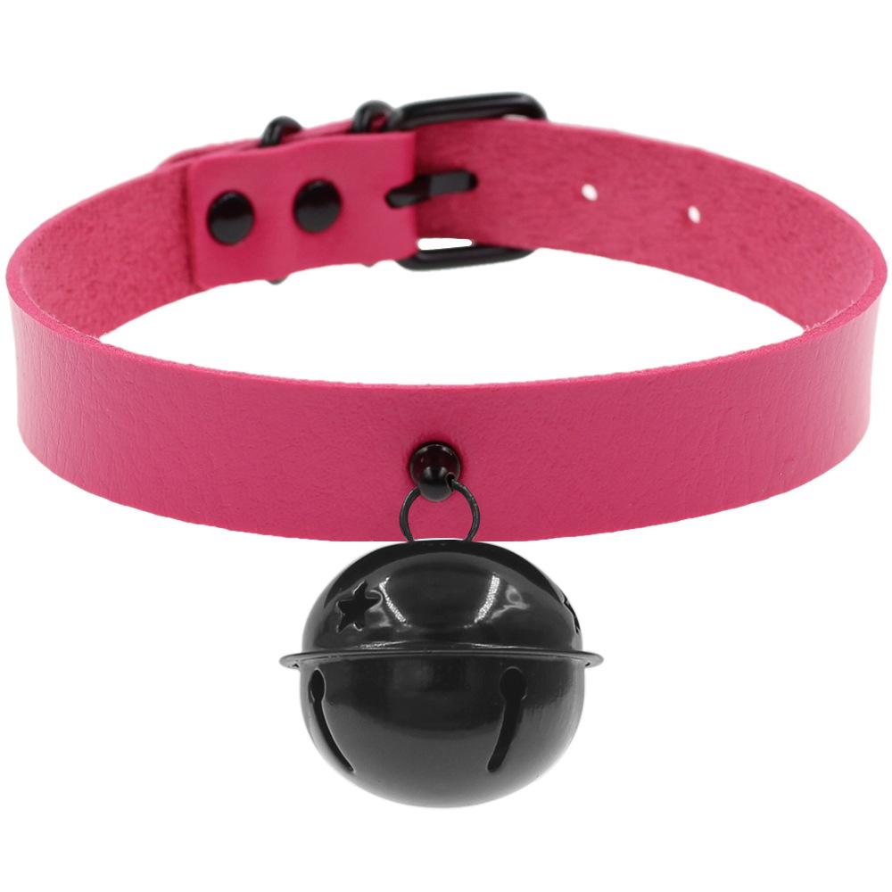 Стильный черный ошейник из искусственной кожи в стиле Харадзюку с подвеской-колокольчиком