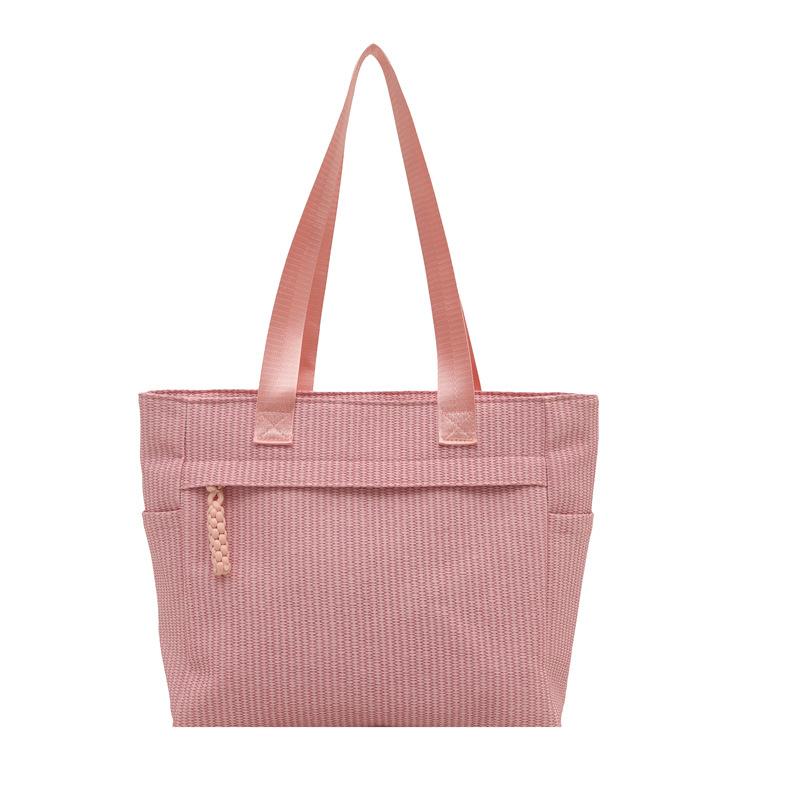 New corduroy tote bag, Korean solid color, simple casual shoulder bag, versatile commuter underarm bag, handbag