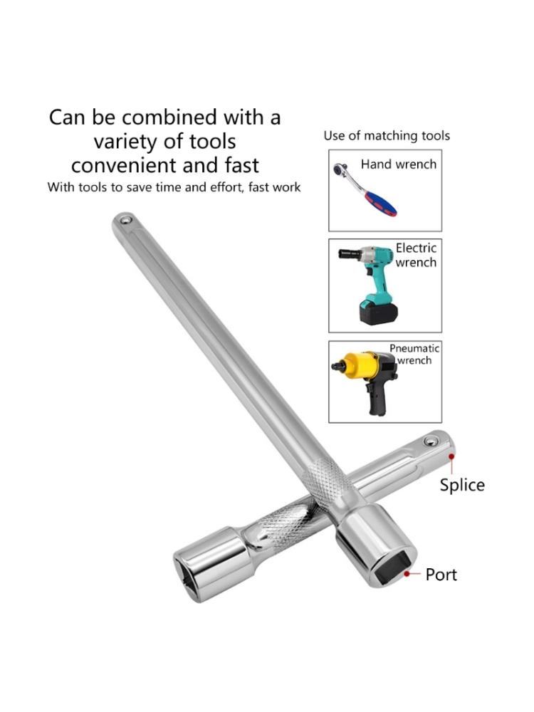 Anti Slip Socket Ratchet Wrench Extension Bar Set 1/2" 75/125/250mm 3PCS Effortless Operations Time Saving