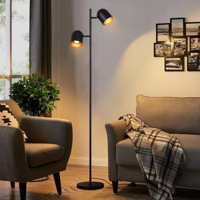 NETTLIFE Lampadaire - vintage 44,5 cm - E14 - Abat-jour tissu noir - Structure métal