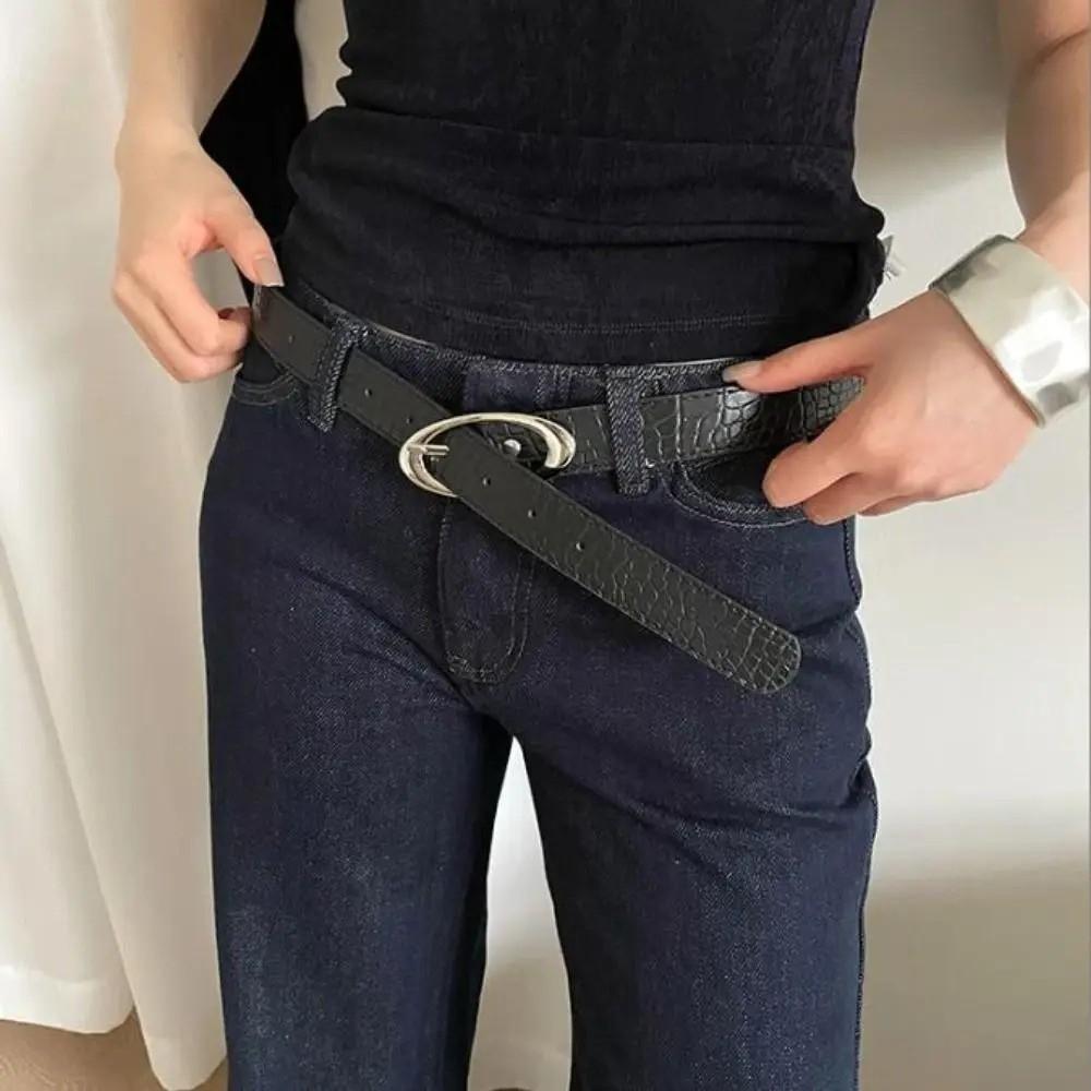 Simple Design Women's Belt Luxury Jeans Belt Fashion Lychee Pattern Waist Belt Dress