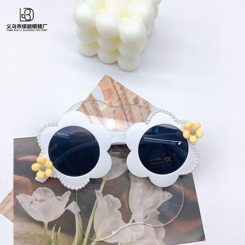 Vintage Diy Children'S Sunglasses Flower Cute Boys And Girls Sunglasses Travel Sun Protection Uv Protection Glasses