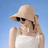 Big Bowknot Sunshade Bucket Hat with Shawl Aiti UV Fishman Hat New Design Bow Sun Hat  Beach