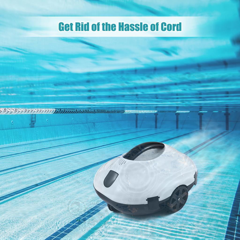Беспроводной роботизированный очиститель бассейна Пылесос для бассейна Мощное всасывание Плавная работа длится 150 минут с 4