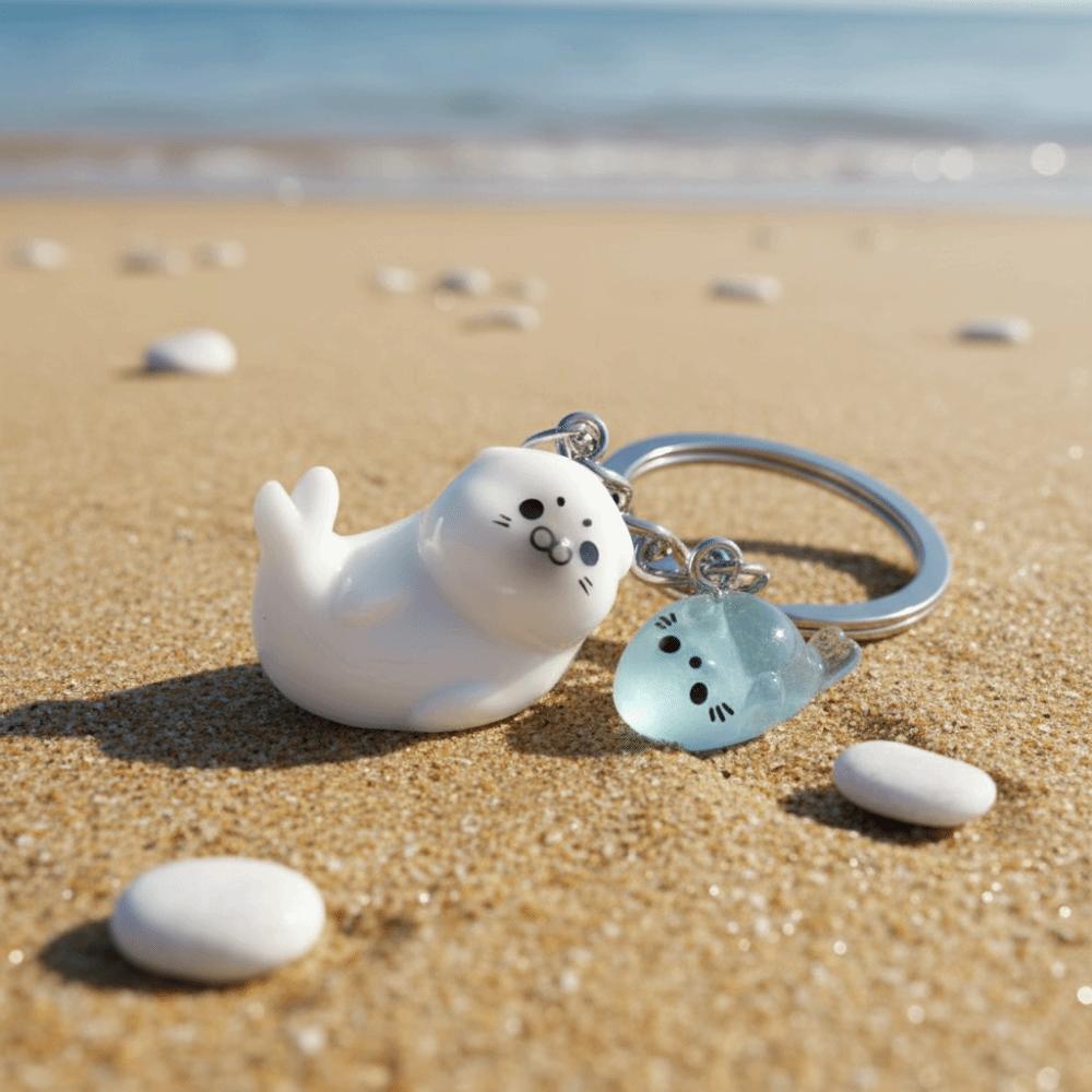 3Pcs Resin Material Sea Lion Keychain 3D Design Animal Key Chain Cute Key Holder Bag Decoration