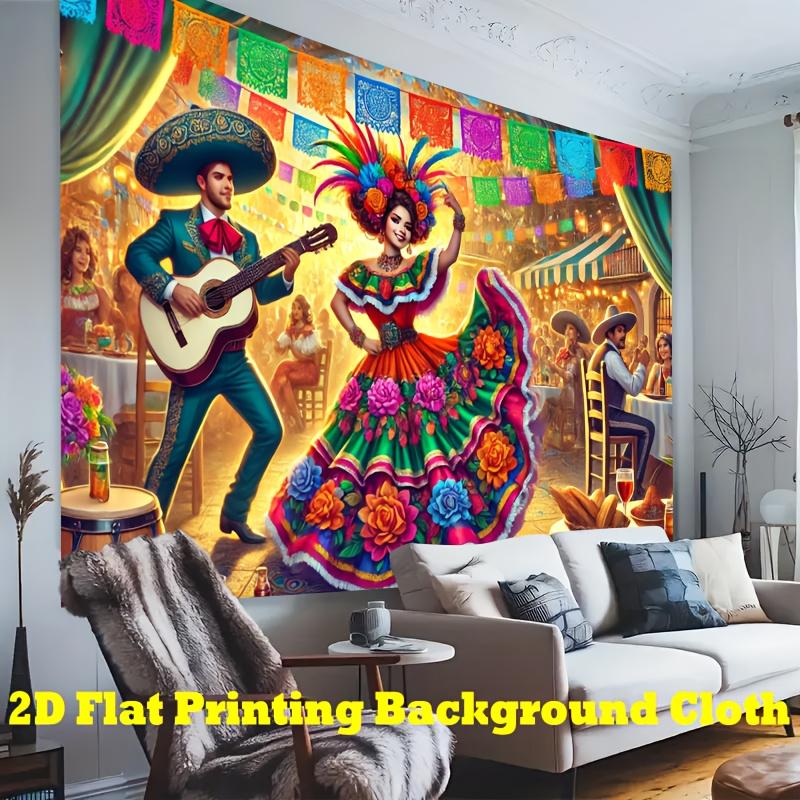 One 2D flat banner, traditional Mexican clothing, polyester background cloth flag, suitable for photography background