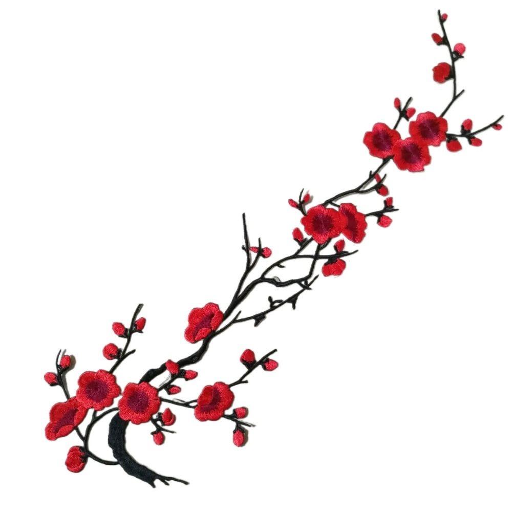 Flower Shaped Plum Blossom Applique Embroideried Self-adhesive Cloth Patches Iron on DIY Clothes Sticker Sewing