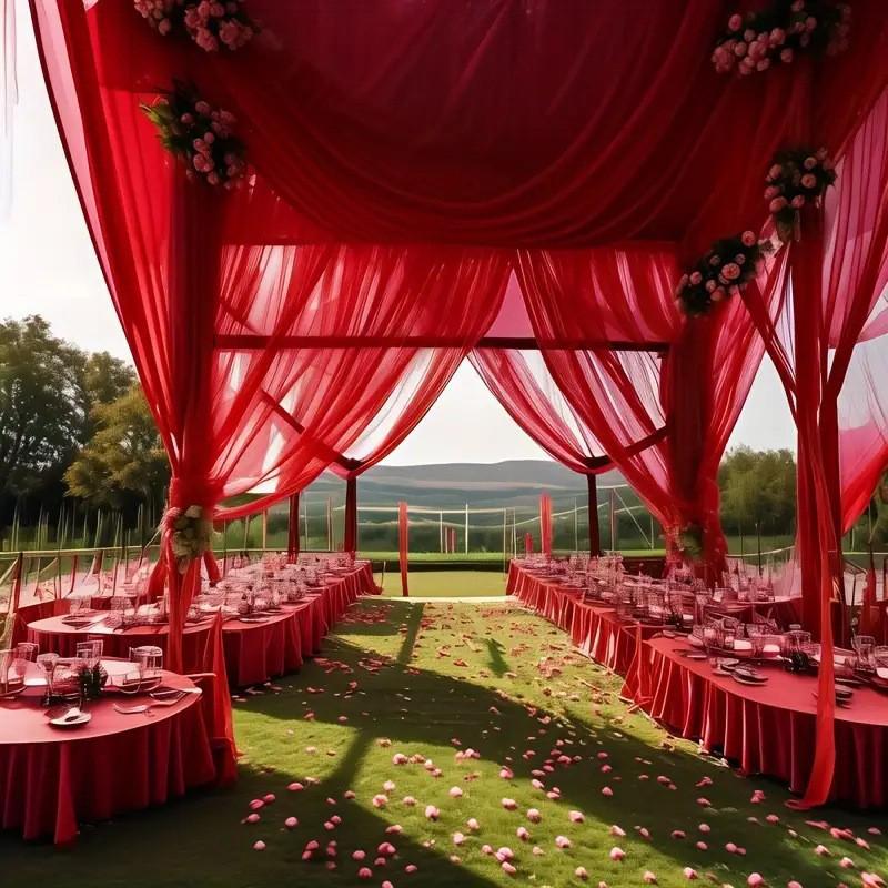 Outdoor White Wedding Gauze Drapes for Party and Venue Decoration, Wedding Arch, and Background.