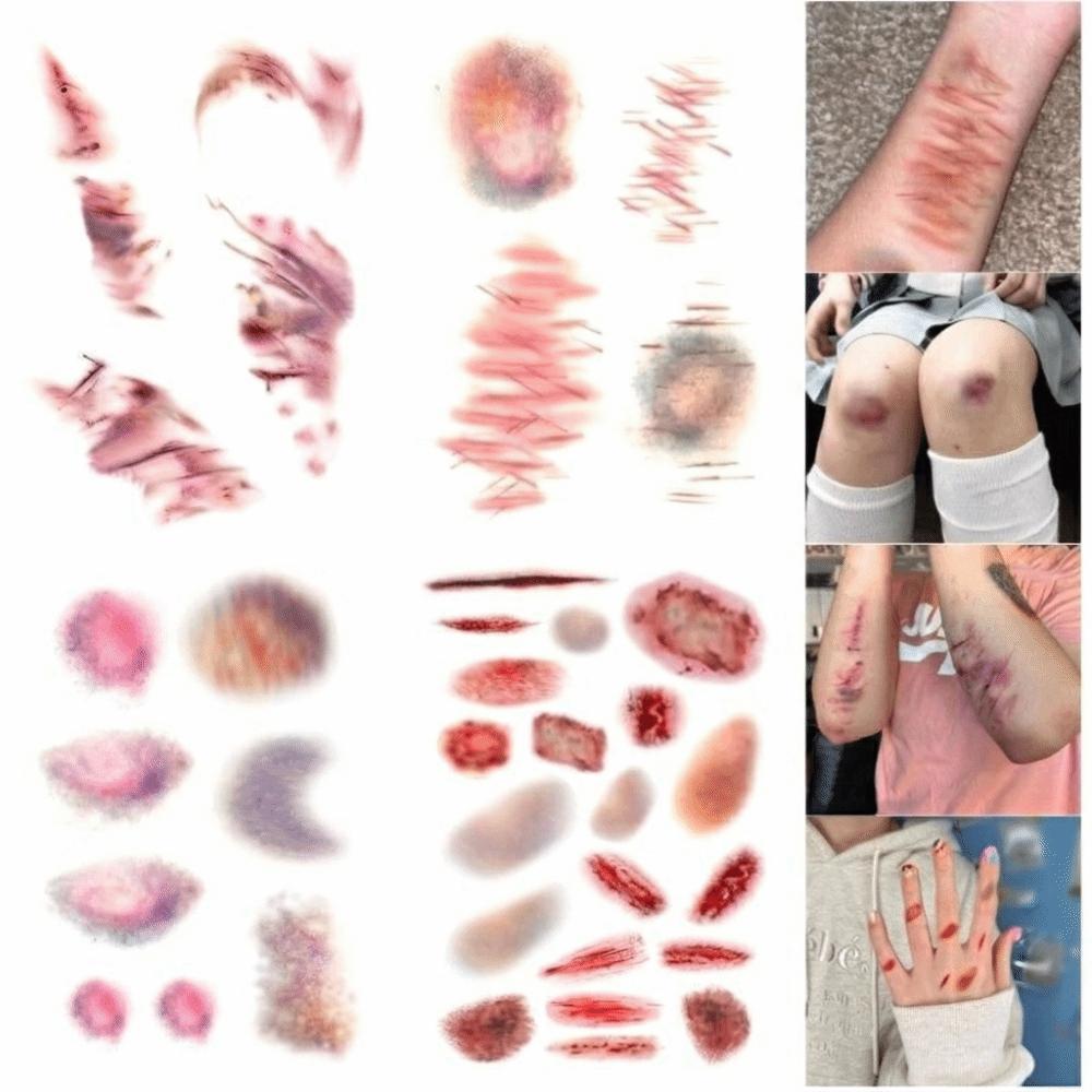4Sheets Realistic Halloween Temporary Tattoos Waterproof Fake Tattoo  Party