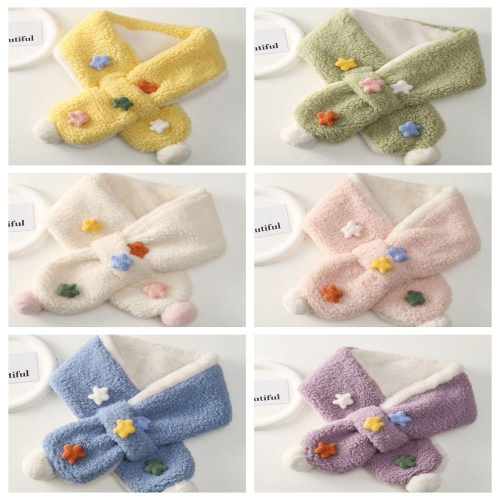 Детские зимние шарфы с крестом из искусственного кроличьего меха, детский теплый шарф для шеи Kawaii, детский шарф на шею, уличный