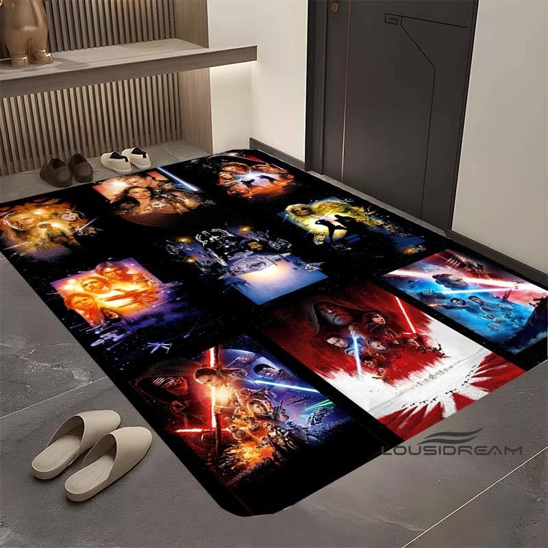 Коврик Star Wars мультяшный, подходит для гостиной, ретро-узор с галактикой, космосом, космическим кораблем, большой нескользящий коврик для прихожей, коврик для ванной, дом