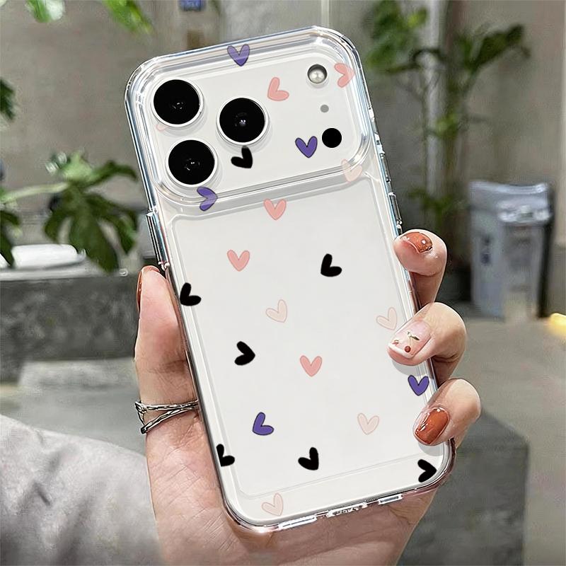 Мини чехол с узором из сердечек и звездочек для iPhone 17 Pro Max, чехол для iPhone 16 15 14 13 12 Pro Max 11, прозрачный мягкий силиконовый чехол из ТПУ
