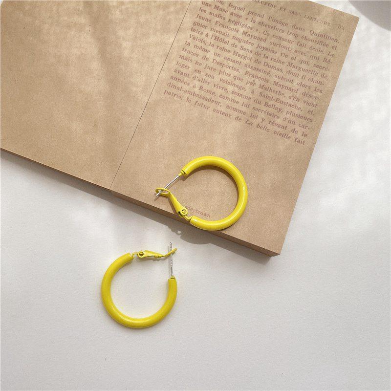 Round Earrings Eardrops Candy Color Cold Style Silver Needle Girl Heart Earrings Simple Ins