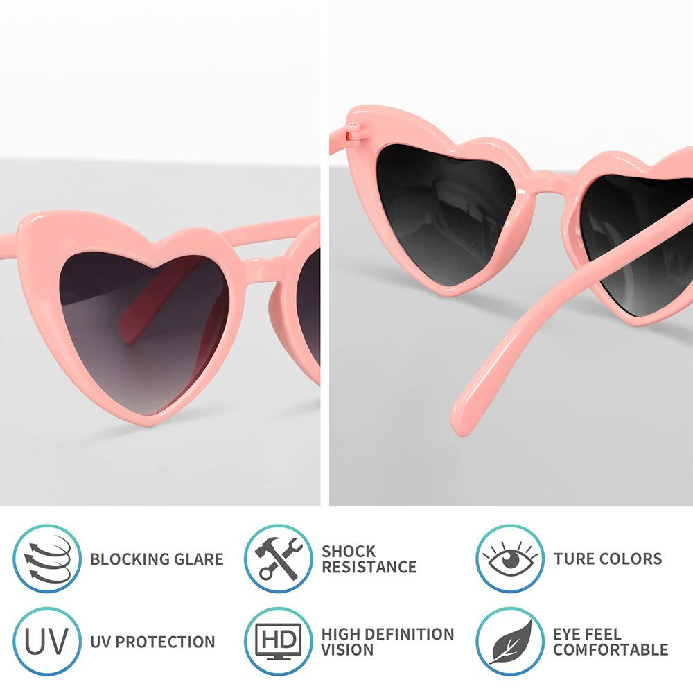 Забавные универсальные солнцезащитные очки Love Heart Shaped Sunglasses Women Big Frame Fashion Cute Retro Vintage Sun Protection Glasses