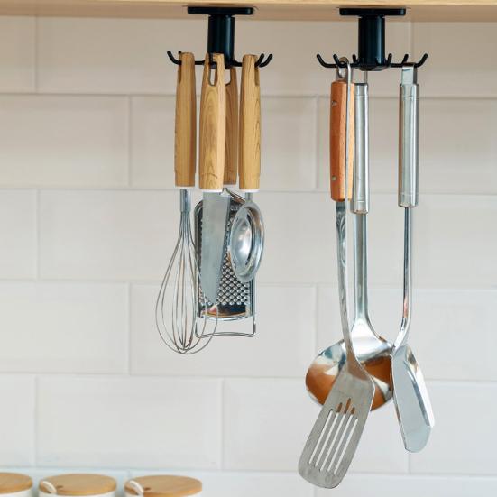 Yousheng Cookware Hanger Rotatable Hooks Strong Load-bearing Easy To Install Wall-Mounted Utensil Organizer Kitchen Accessories