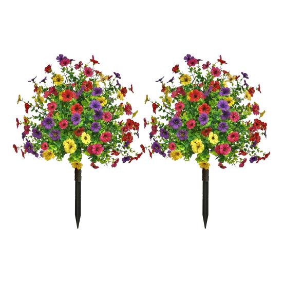 Искусственное топиарное дерево, искусственный кустарник с цветами, устойчивые к ультрафиолетовому излучению, искусственные растения с колышком для наружного, внутреннего сада, крыльца, декора