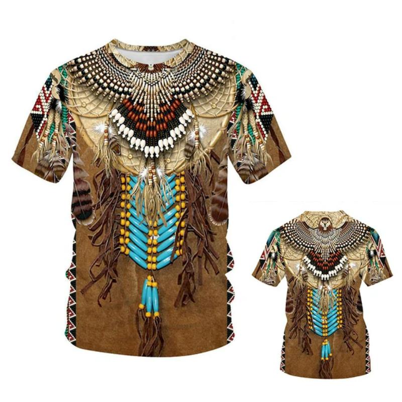 3D мужская футболка в стиле ретро Харадзюку в индийском стиле с графическим принтом и короткими рукавами, летняя повседневная уличная одежда с круглым вырезом, трендовые футболки