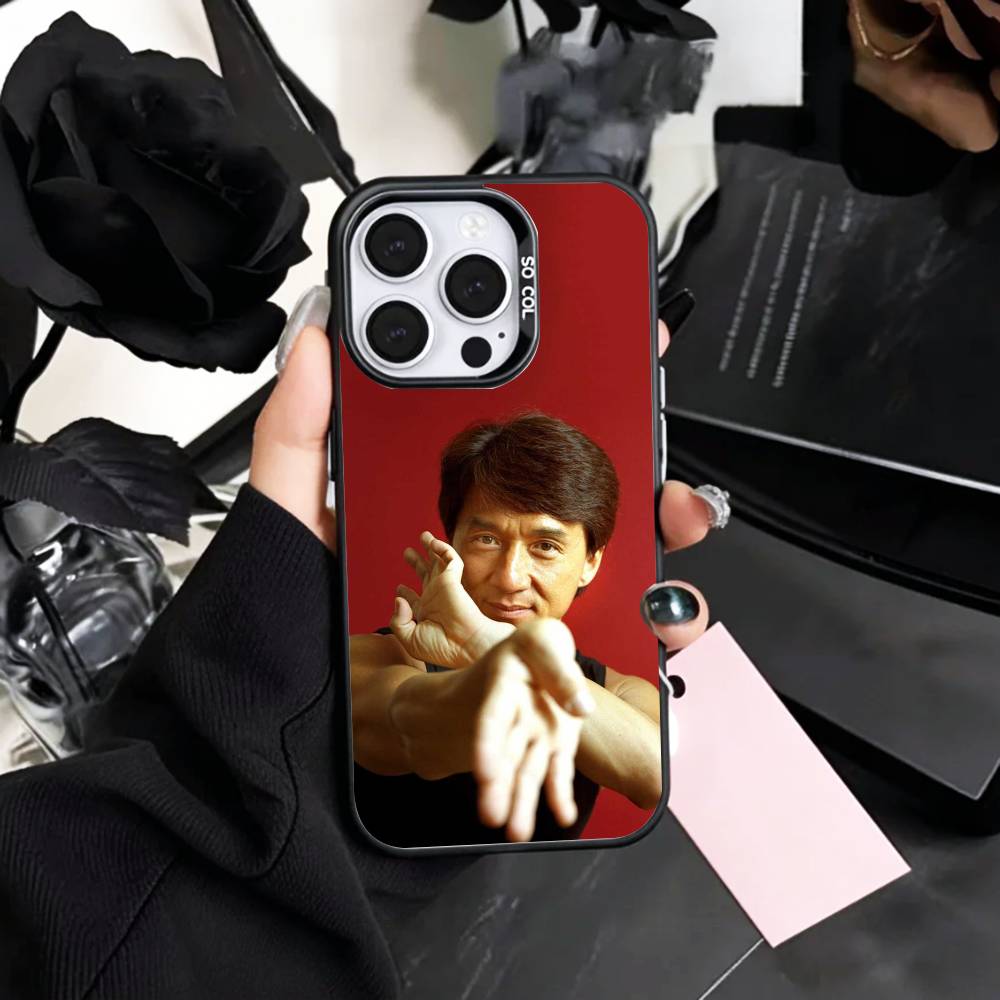 Kung Fu Star J-Jackie C-Chan Phone Case For iPhone17,16,15,14,13,12,11 Plus,Pro Max Colored Silver Plated Inside Cover