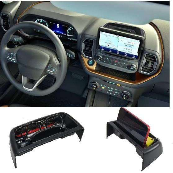 Carwiner 2 PCS Center Console Organizer Compatible with Ford Bronco Sport Accessories 2021-2024, Armrest Storage Box & Dash Organizer Tray Holder