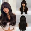 Synthetic Wavy HairTypeWigs with Bangs Natural Dark Brown Wave Hair TypeWig for Women