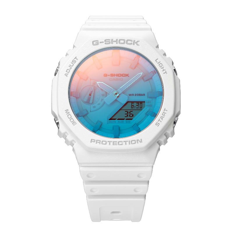 Casio Мужские часы G-SHOCK из смолы, водостойкость 200 м, аналоговые, ударопрочные, кварцевые, GA-2100TL-7A