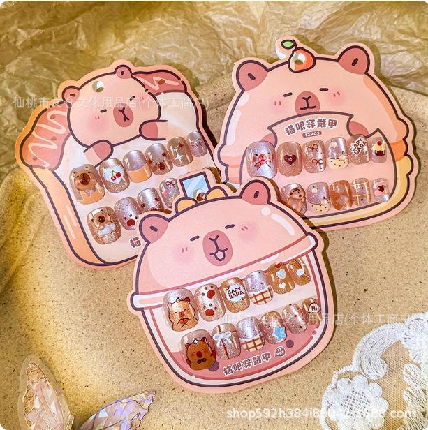 Самоклеящиеся носимые наклейки для ногтей Carpincho Cat Eye для детей - Короткие кусочки маникюра без следов для подарка маленьким девочкам