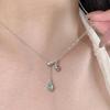 Tear Drop Blue Gemstone Necklace: Adjustable S925 Sterling Silver Clavicle Chain.