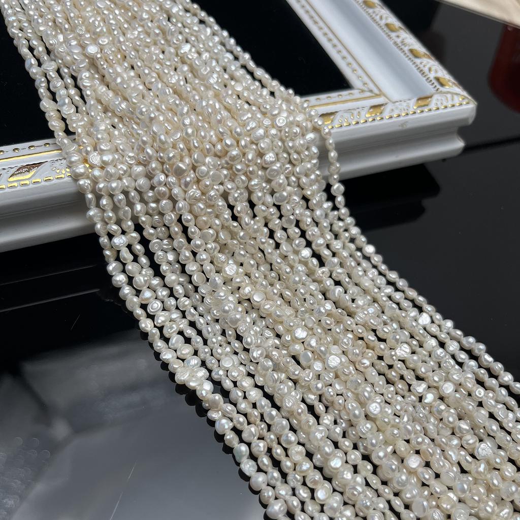 1String Mini White Natural Shell Mother of Pearl Beads, Boho Double-Sided Light Beads, 3-4mm, for DIY Jewelry Making, Perfect Love Wedding Craft, 36cm