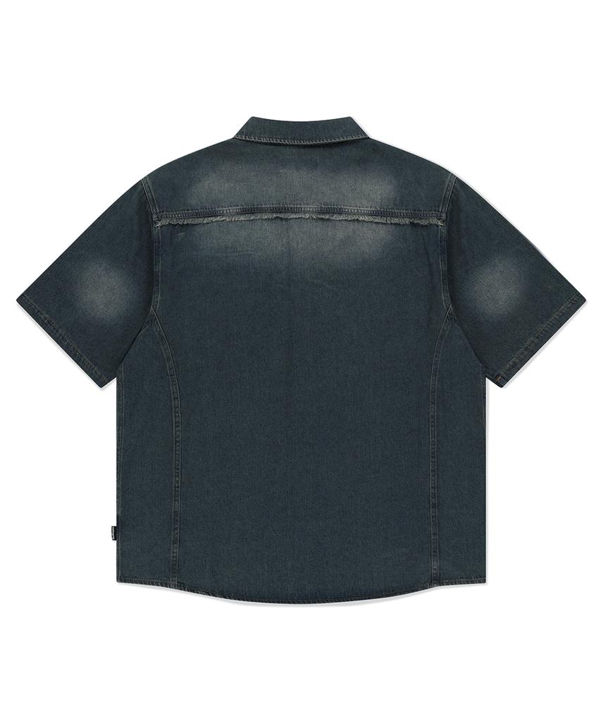 MAHAGRID Denim Half Shirt Blue(Mg2Fmmw345A)