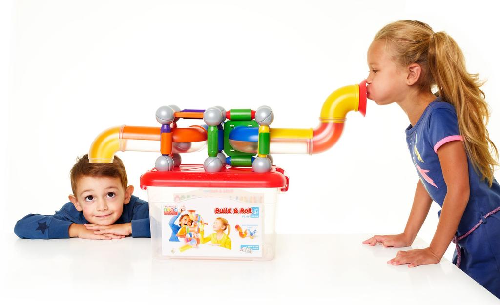 SmartMax Magnetic Building Blocks for Toddlers, Play, Build & Roll, 44 Pieces, with Case, SMX909, Authentic