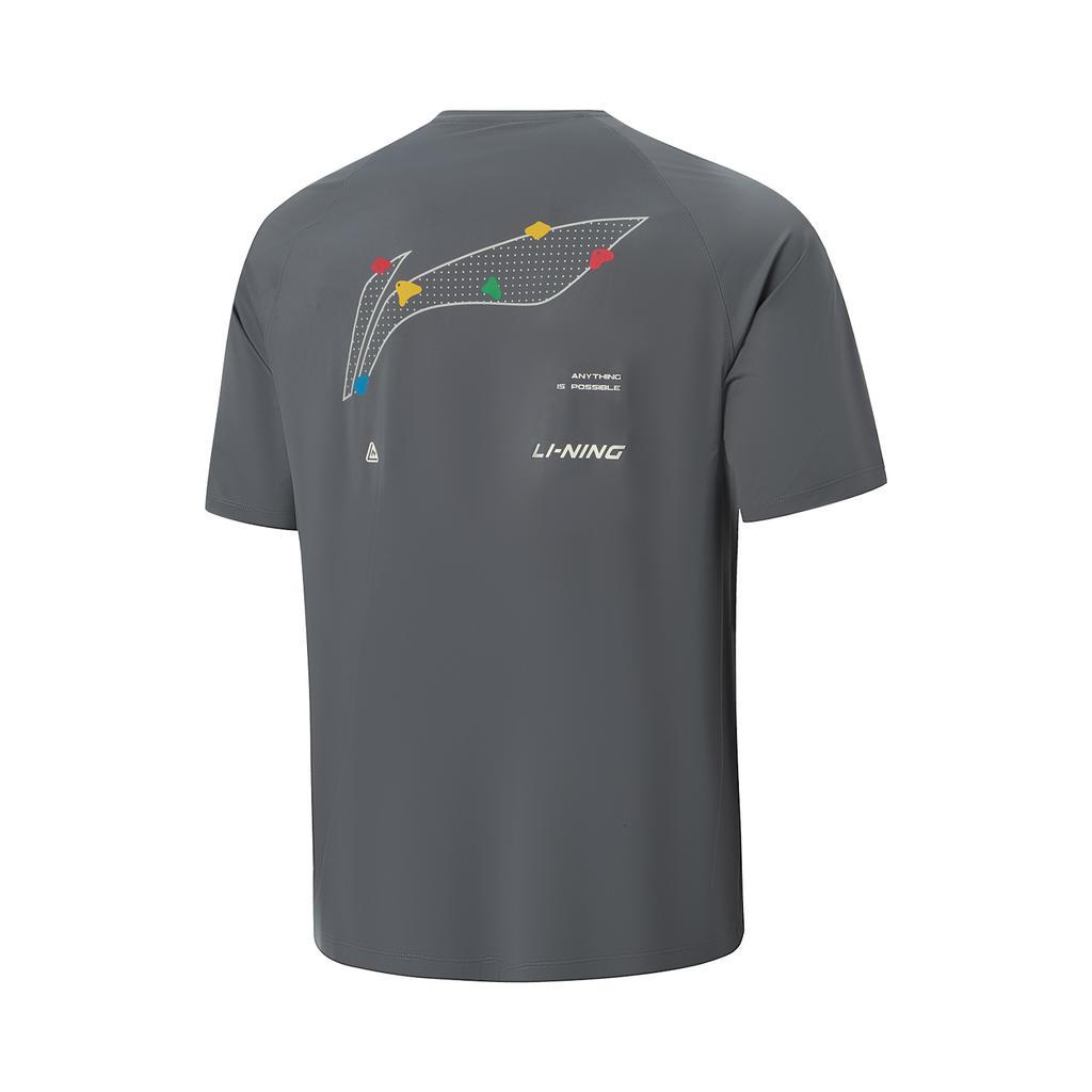 Li Ning Фитнес Серия Свитшот с буквой на спине Универсальная Простая Футболка с коротким рукавом Мужские топы ATSW323-4