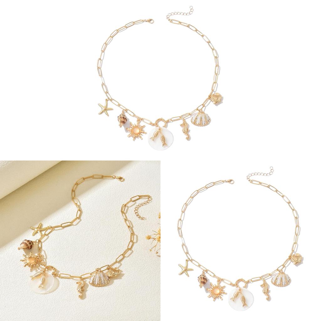 Ожерелье с кулоном-ракушкой с геометрическим дизайном для пляжной моды