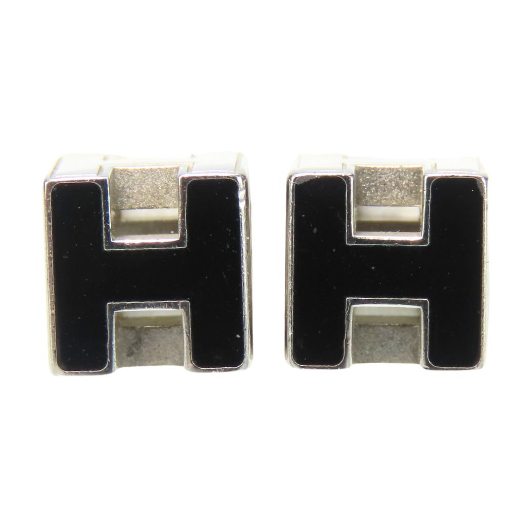 Used HERMES Pierce Cage de ash H cube metal 5.9g black Silver plating