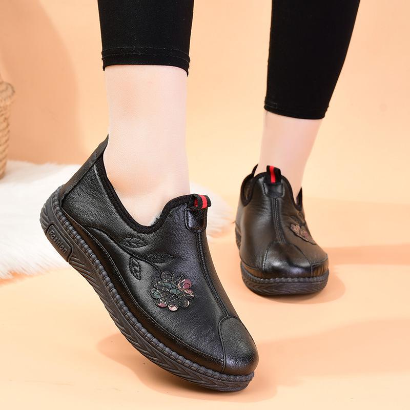 Зимние новые туфли для мам среднего и пожилого возраста, теплые хлопковые туфли с набивным утеплителем, зимние ботинки с нескользящей мягкой подошвой для пожилых