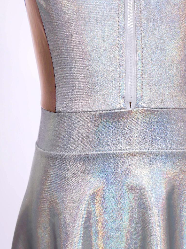 Girls Alien Costume Set Cap Sleeves High Waist Design A-Line Dress Outer Space Cutie Outfit Hair Hoop Included