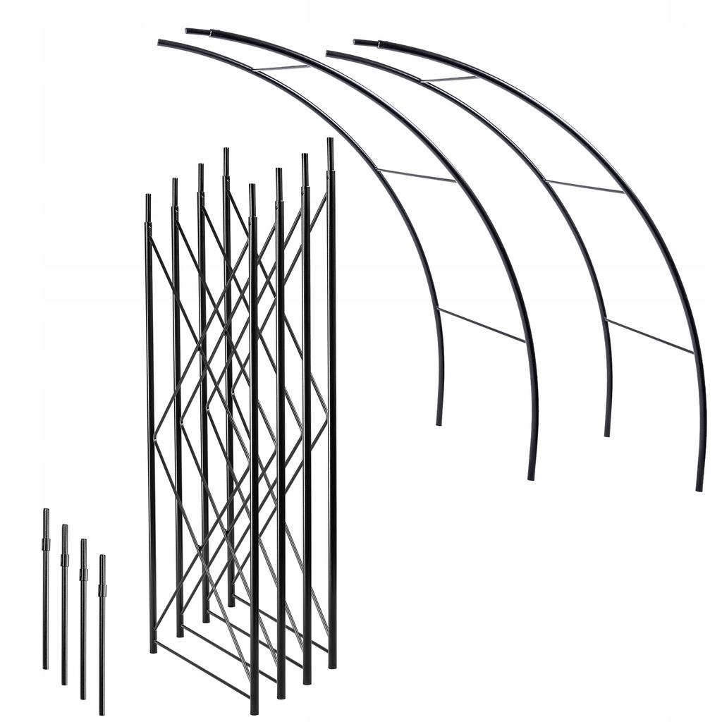 KADAX Pergola Ogrodowa metalowa Łuk Na Róże Pnącza Kwiaty Podpora Kwiatów 255cm