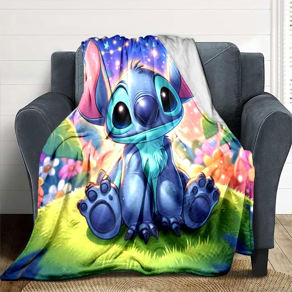 Lilo Stitch Fantasy Garden Flannel Blanket Super Soft Warm Cozy Blanket For Sofa Bed Office Travel Allseason Home Decor Gift