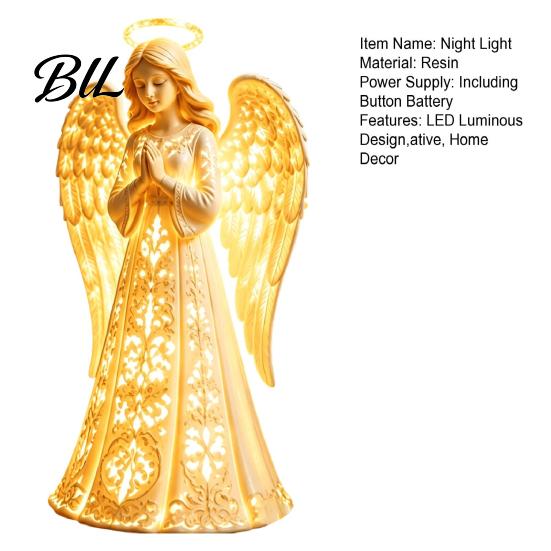 Thoughtful Present for Friends Praying Angel Night Light, Resin Decorative Figurine with Warm LED Lights Guardian Home Decor Decor, Tabletop Ornament