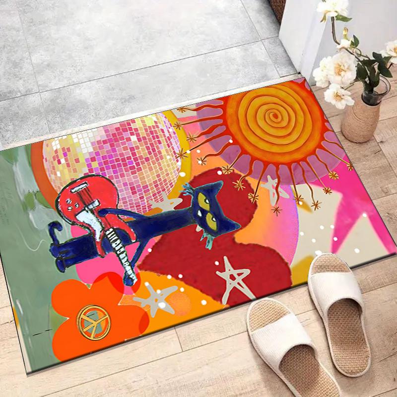 pete the cat Polyester Carpet, Soft Indoor Mat for Office Chair, Living Room, Computer Desk - Decorative Home Office Rug Design