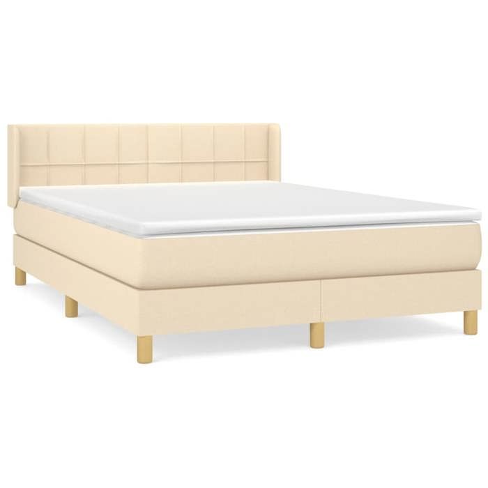 Maison Exclusive - Sommier à lattes de lit avec matelas Crème 140x200 cm Tissu