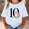 Детская футболка с цифрами на день рождения 1-10, рубашка с единорогом, летние топы для девочек на день рождения, белые футболки с короткими рукавами, детская праздничная одежда