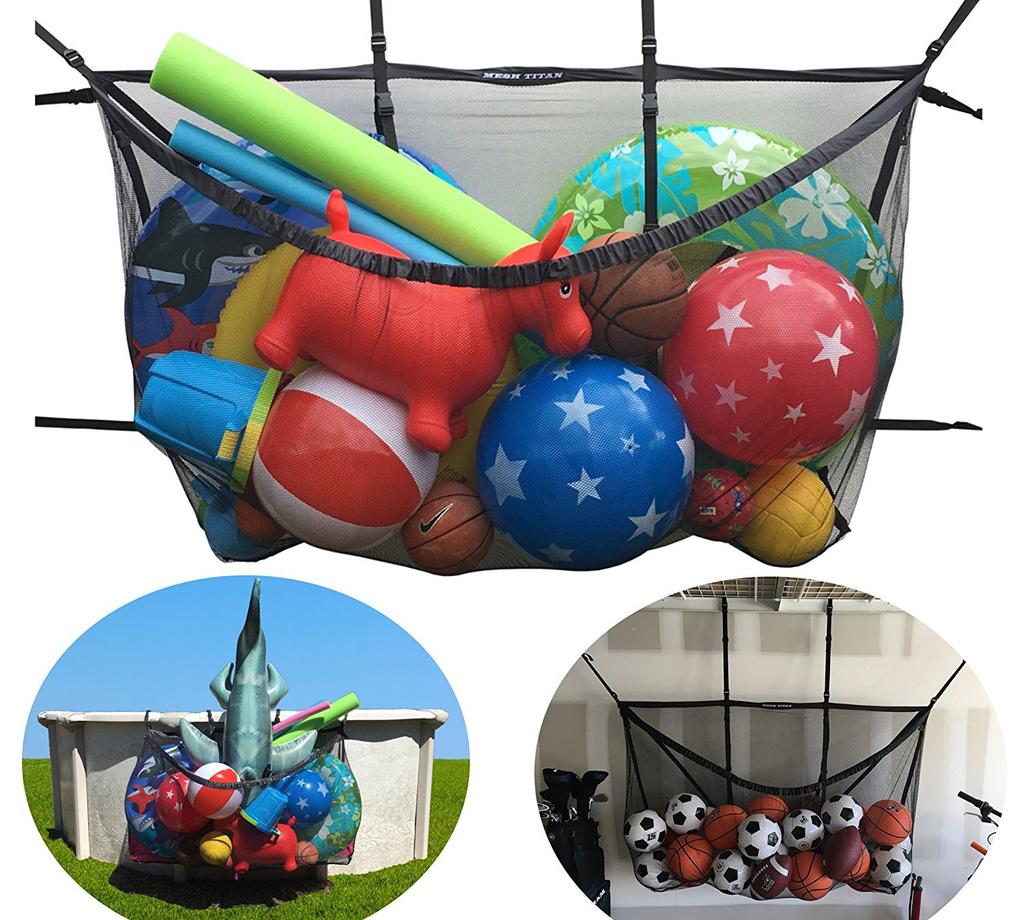 1pc Outdoor Swimming Pool Large Capacity Storage Mesh Bag Beach Inflatable Toy Swimming Pool Hanging Storage Bag Toy Storage Bag